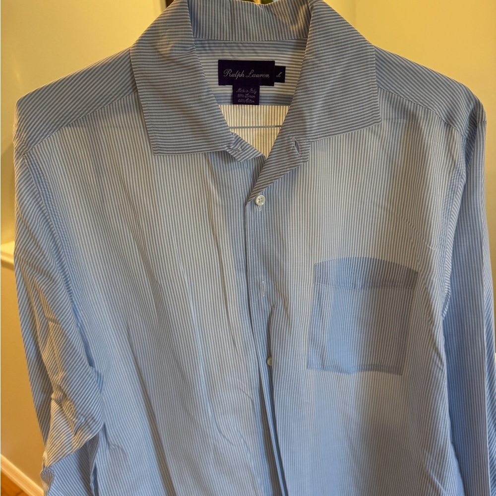Ralph Lauren Purple Label Light Blue Pinstripe Dress Shirt and White One for Ty